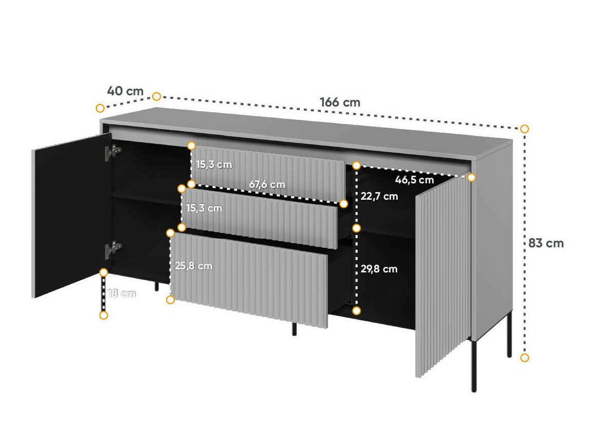 Kommoden Fernolu 100 (Grau + Schwarz)