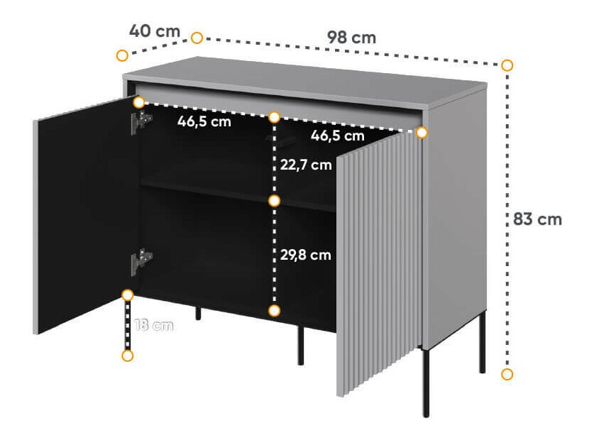 Sideboard Fernolu 101 (Grau + Schwarz)