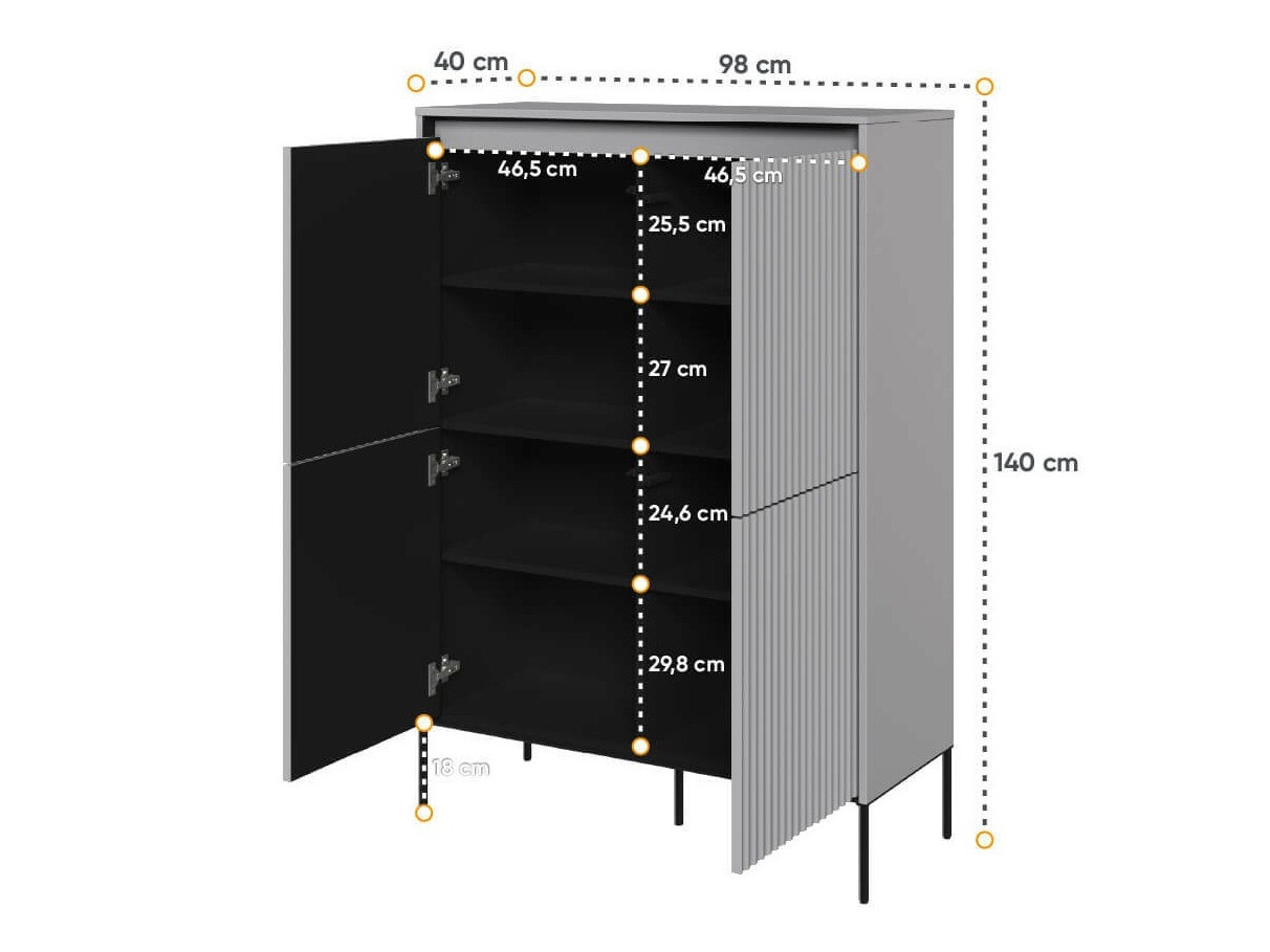 Sideboard Fernolu 102 (Grau + Schwarz)