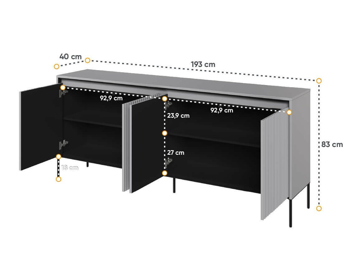 Sideboard Fernolu 103 (Grau + Schwarz)