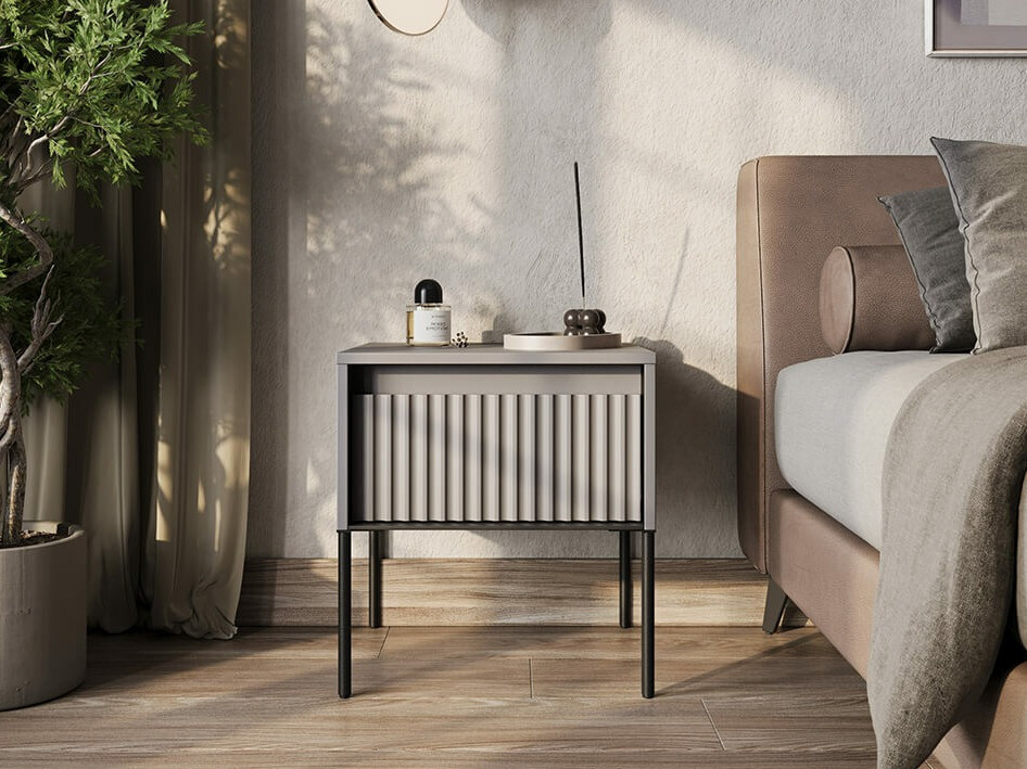 Nachttisch Fernolu 111 (Grau + Schwarz)