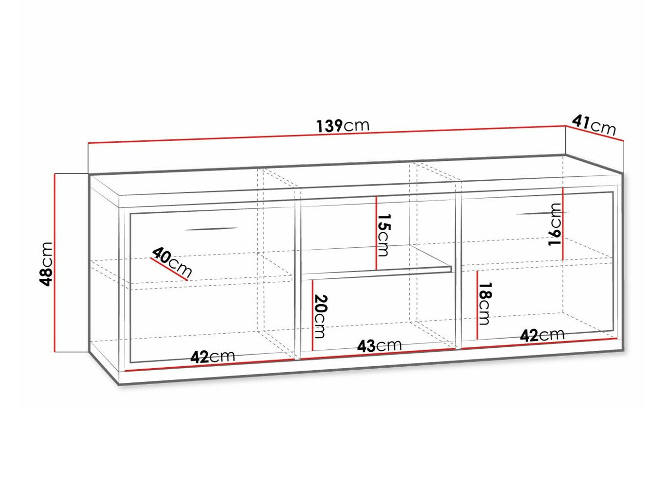 TV-Möbel Etrmoni 112 (Helles Holz)