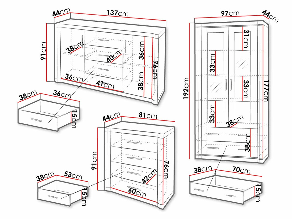 Wohnzimmer-Sets Lorelie 123 (Trüffel eichenholzoptik)