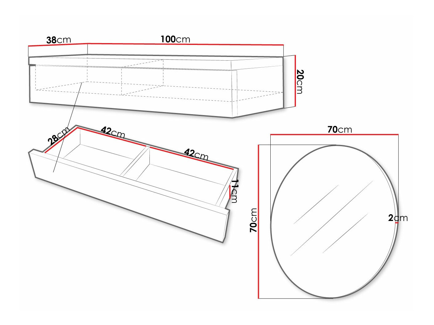 Schminktisch Delpher I (Weiß + Weiß glänzend)