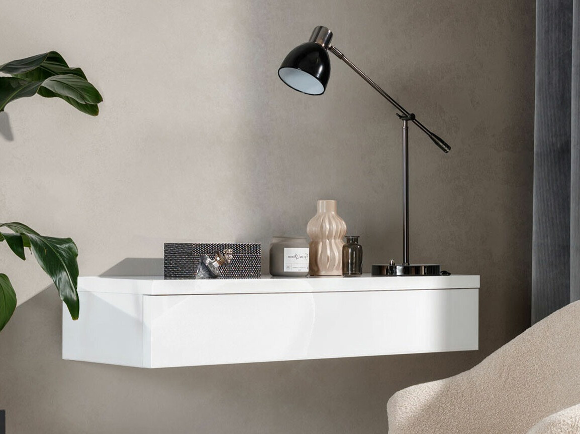 Schminktisch Delpher (Weiß + Weiß glänzend)