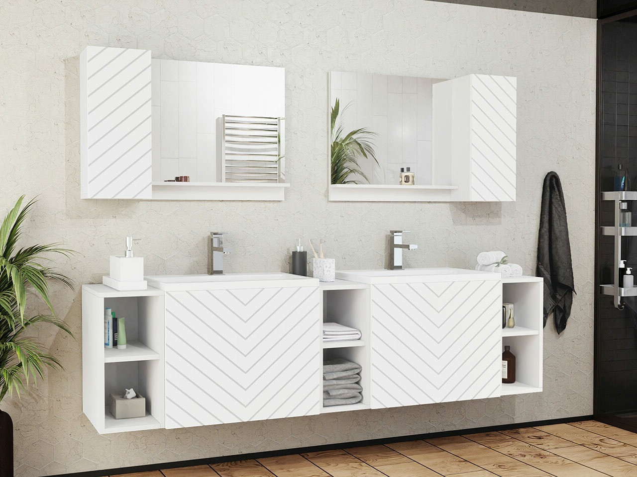 Badezimmer-Set Comfivo Livciro 102 (Weiß)