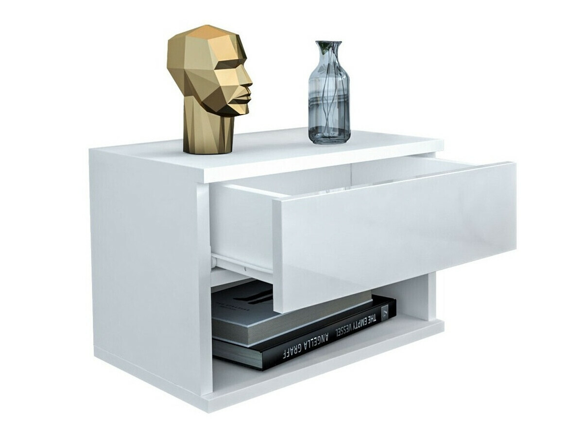 Nachttisch Papilix (Weiß + Weiß glänzend)