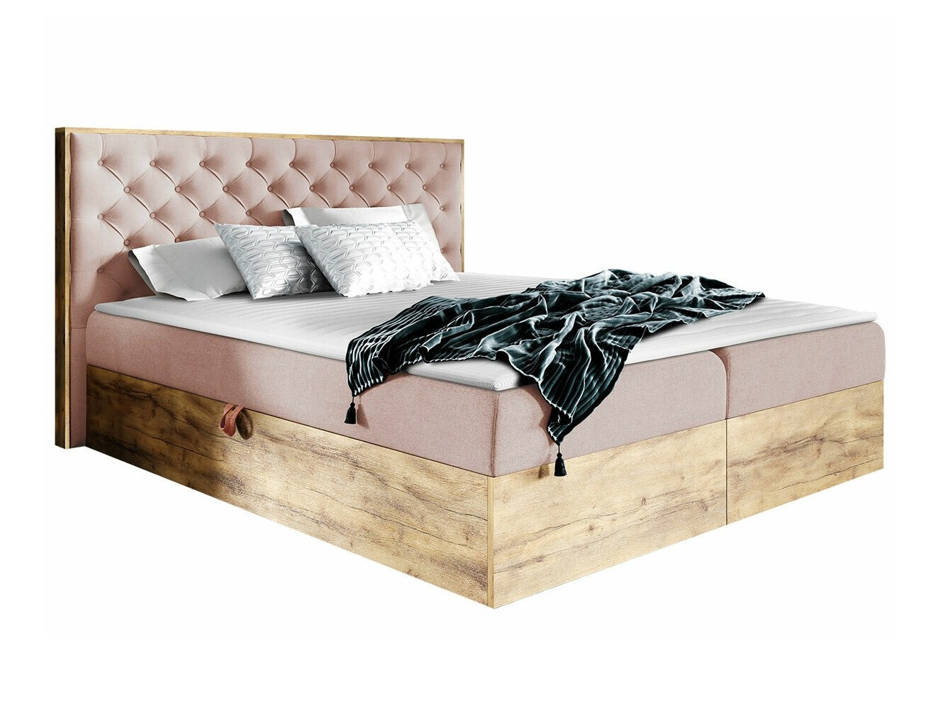 Boxspringbett Navis I (Wotan Eiche + Faro 14)