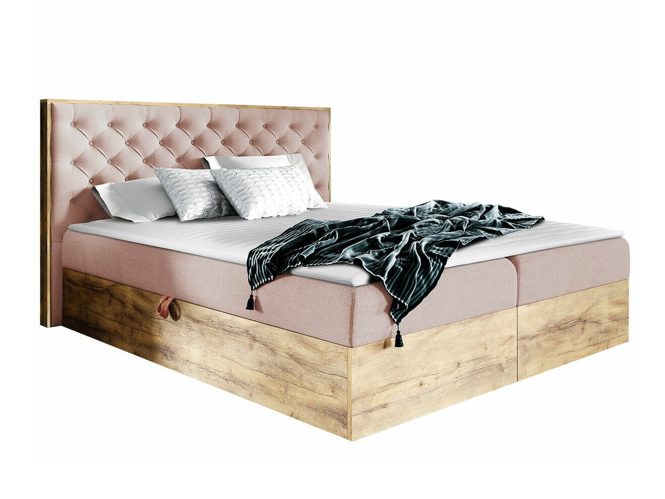 Boxspringbett Navis I (Wotan Eiche + Faro 14)