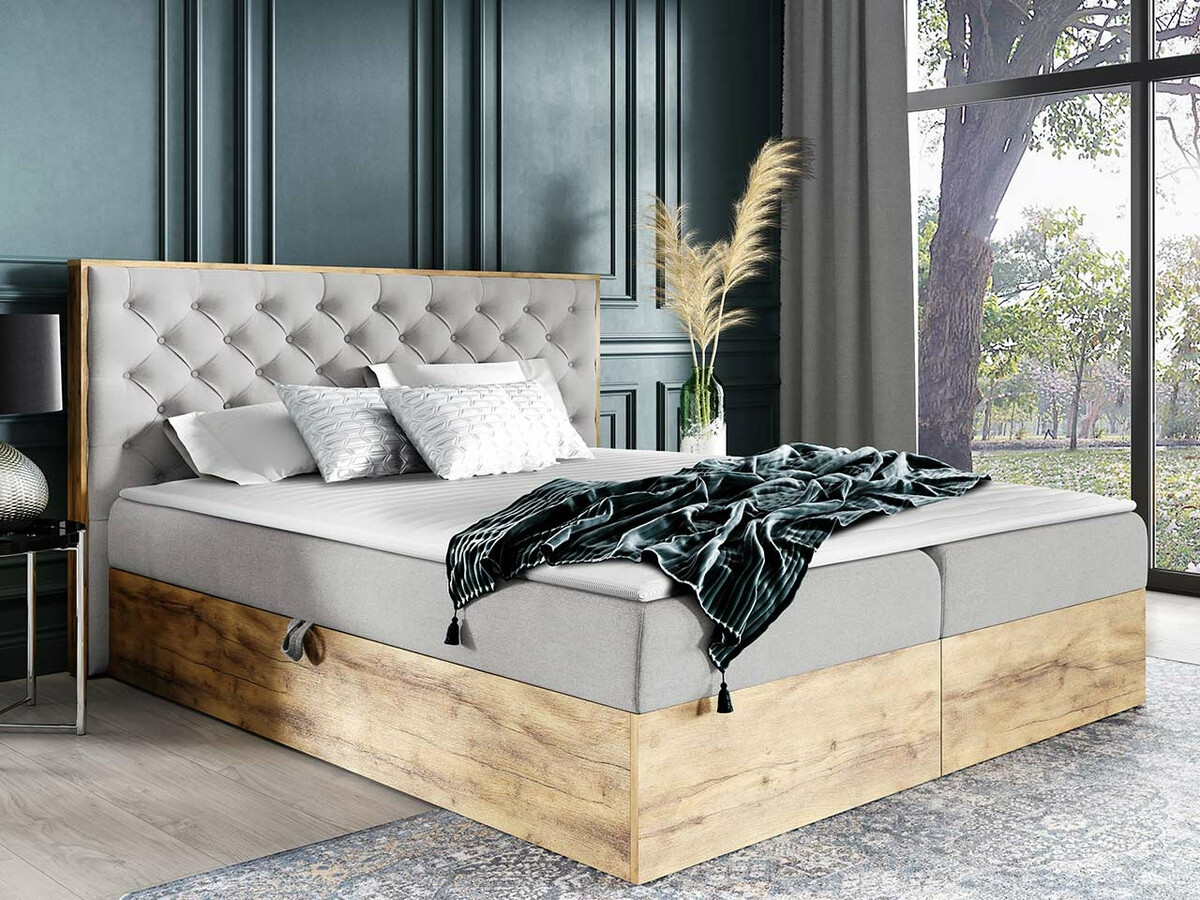 Boxspringbett Navis I (Wotan Eiche + Faro 16)