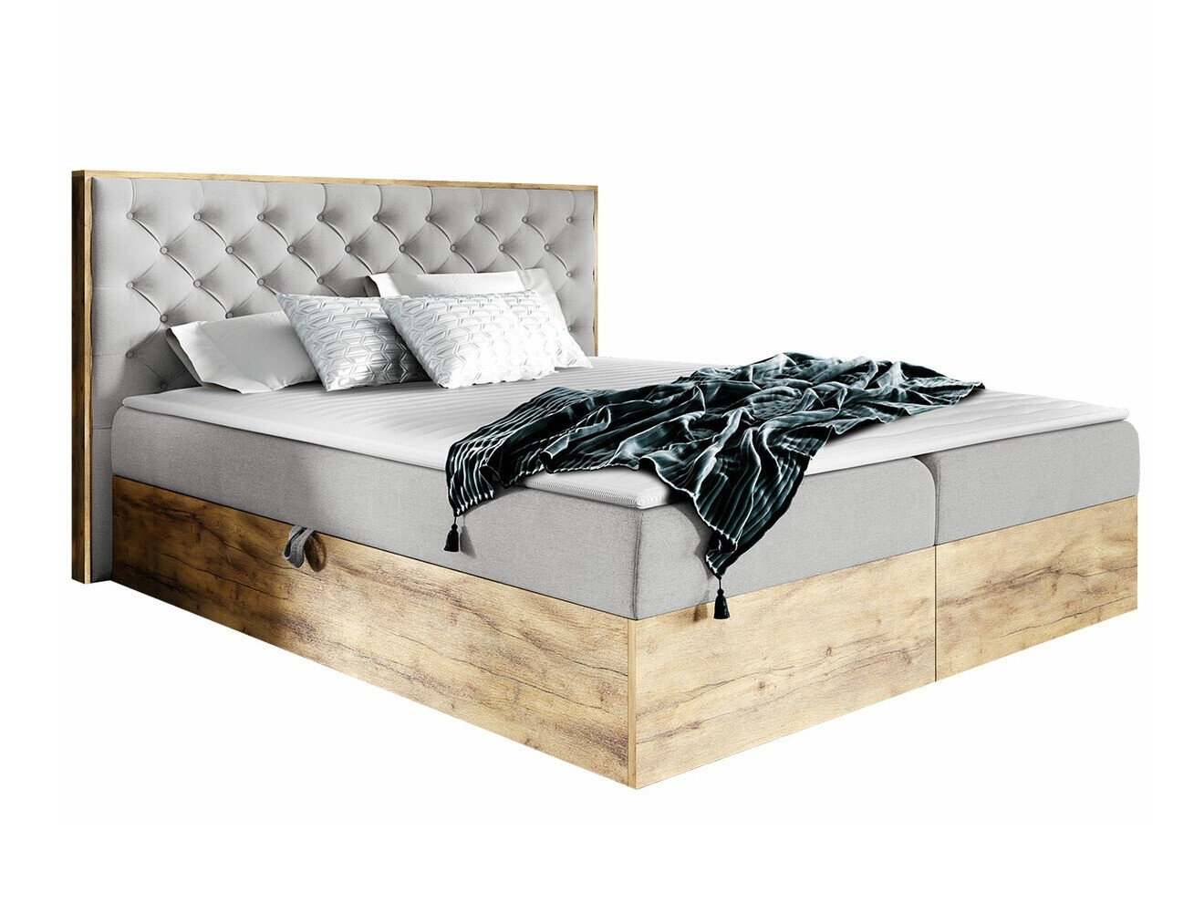 Boxspringbett Navis I (Wotan Eiche + Faro 16)