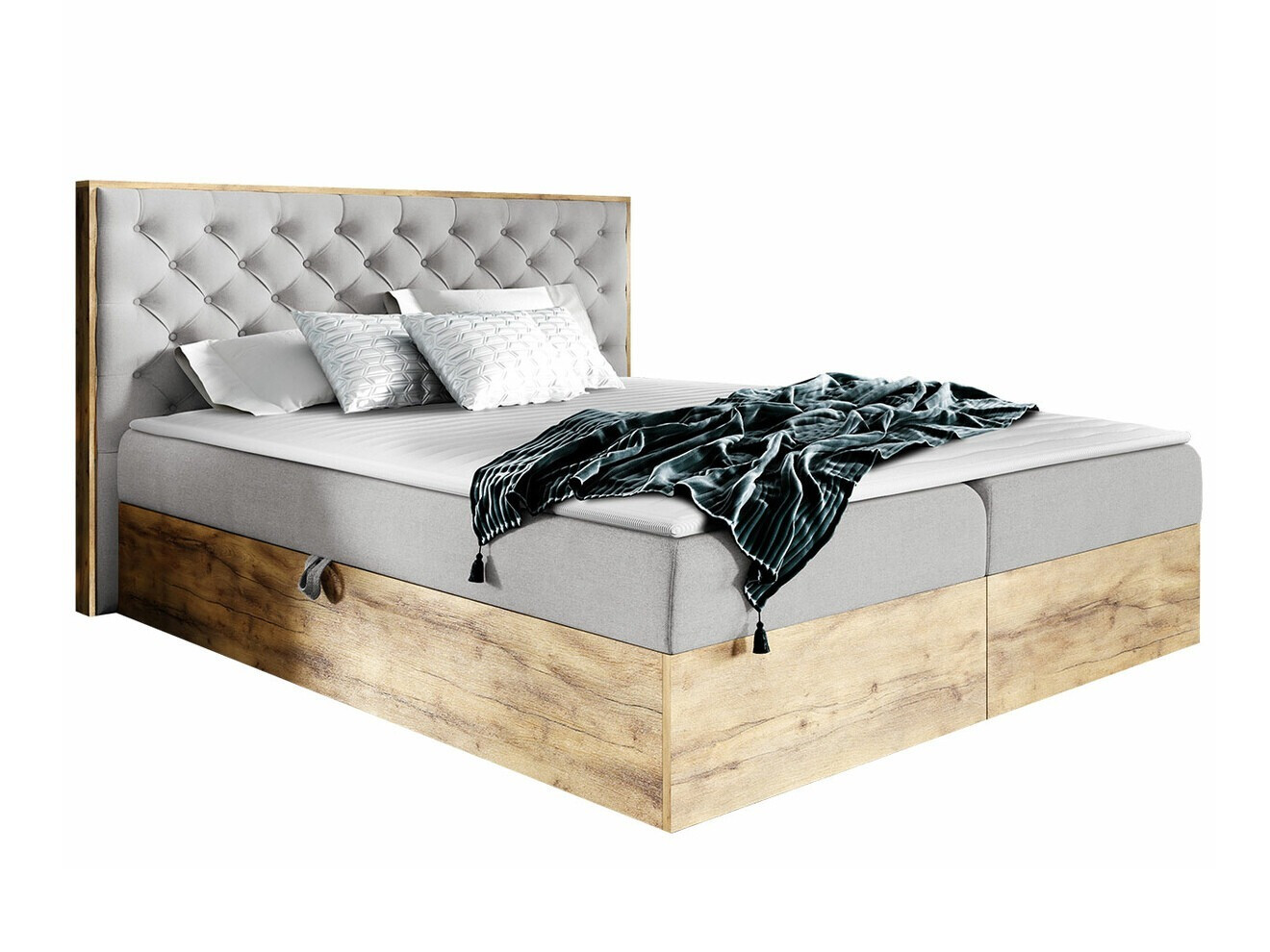 Boxspringbett Navis I (Wotan Eiche + Faro 16)