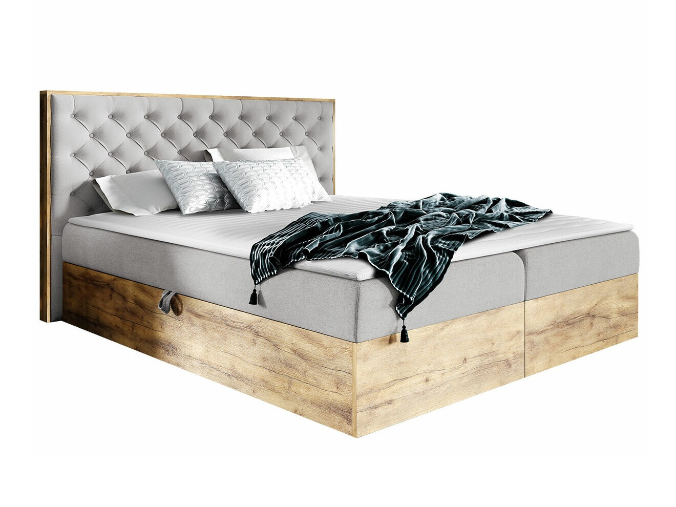 Boxspringbett Navis I (Wotan Eiche + Faro 16)
