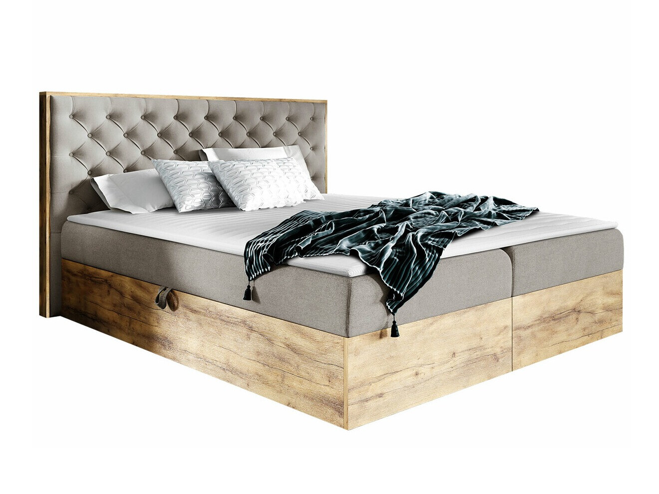 Boxspringbett Navis I (Wotan Eiche + Faro 20)