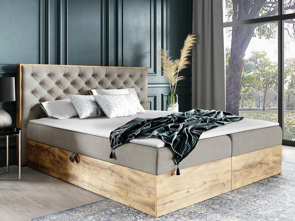 Boxspringbett Navis I (Wotan Eiche + Faro 20)