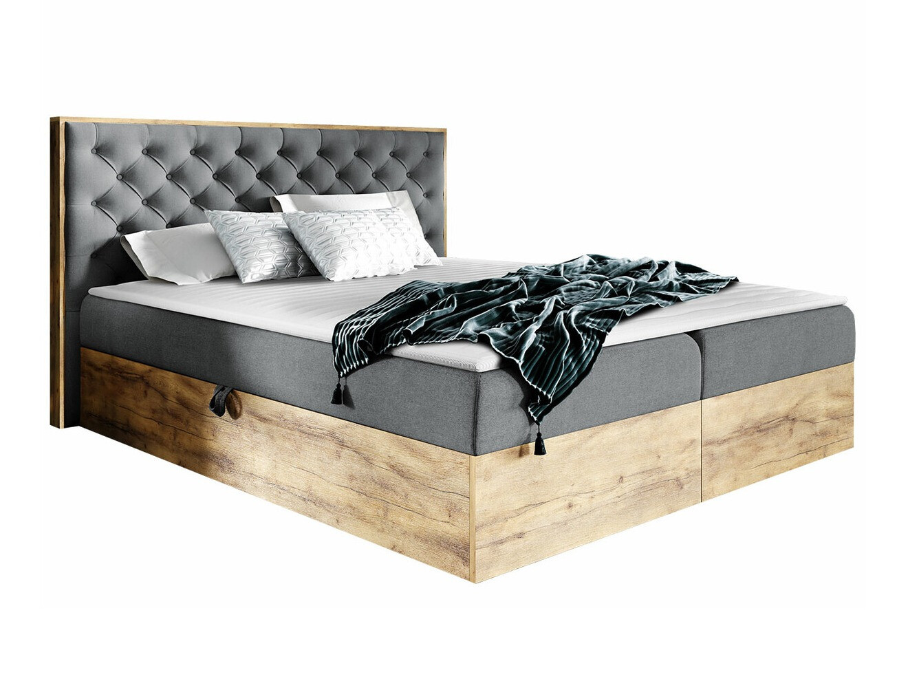 Boxspringbett Navis I (Wotan Eiche + Faro 4)