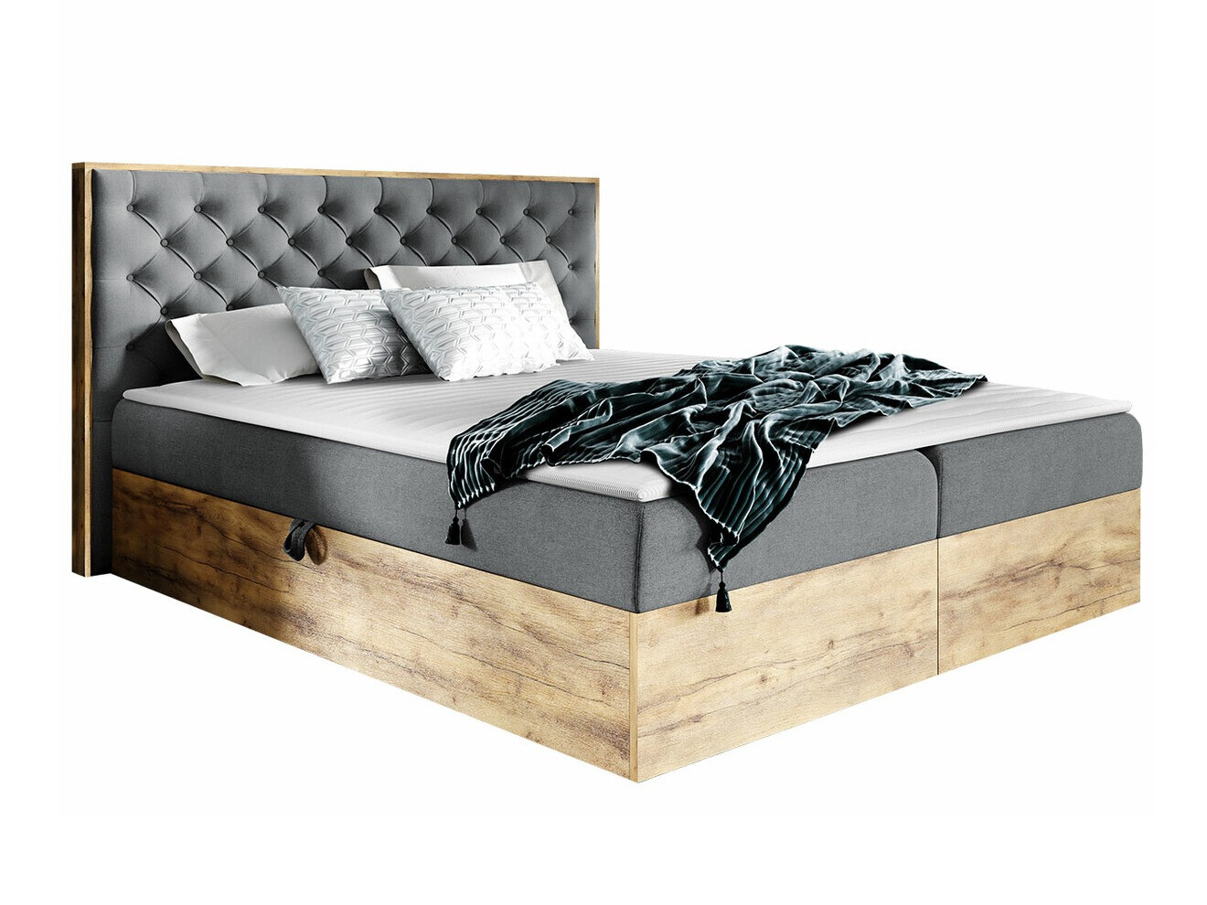 Boxspringbett Navis I (Wotan Eiche + Faro 4)