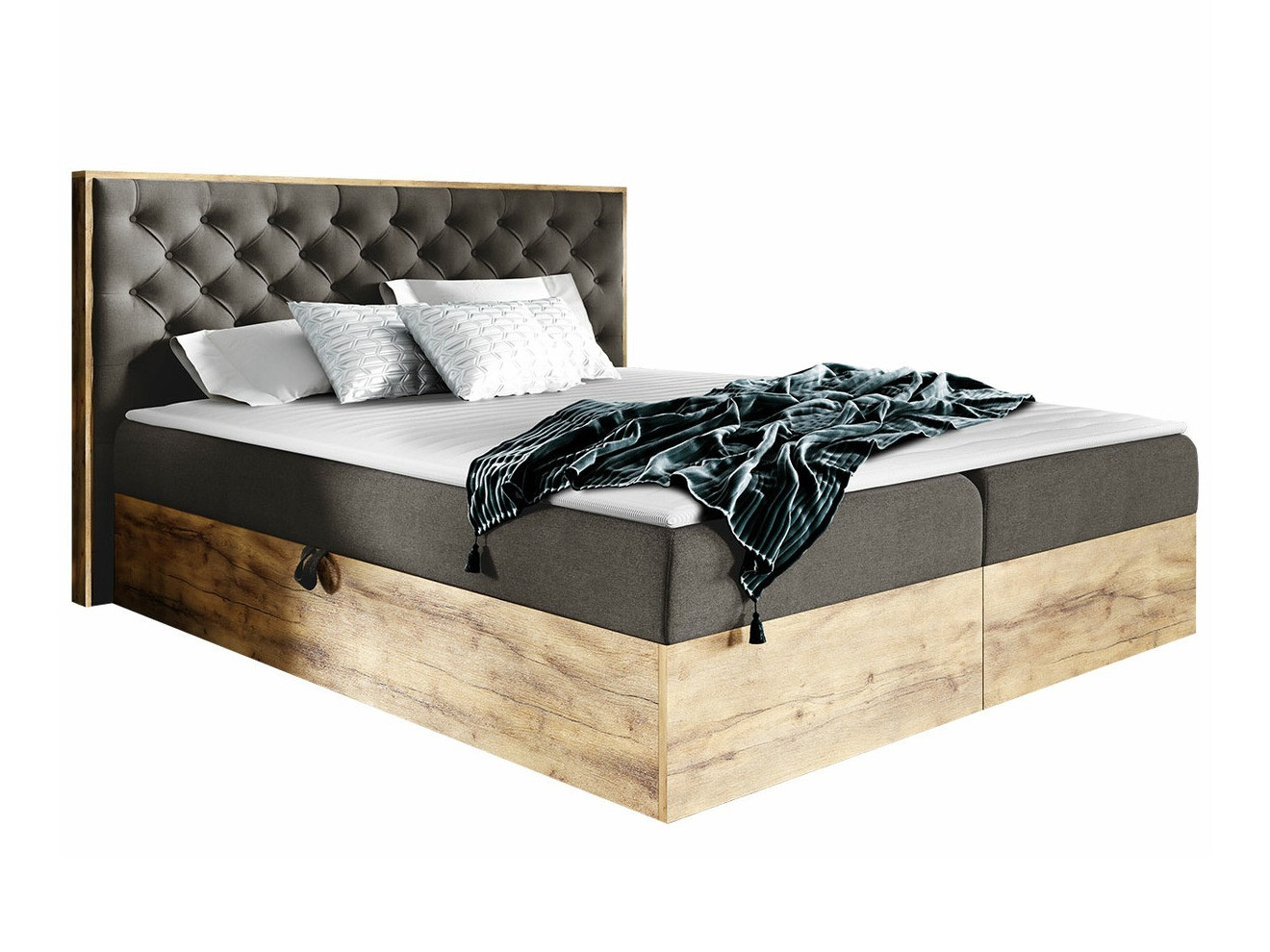 Boxspringbett Navis I (Wotan Eiche + Faro 5)