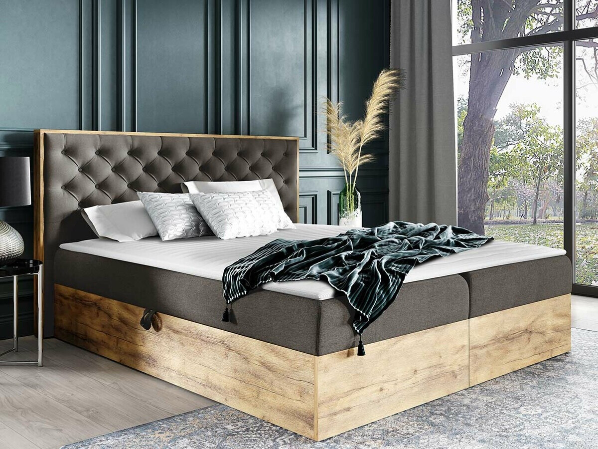 Boxspringbett Navis I (Wotan Eiche + Faro 5)