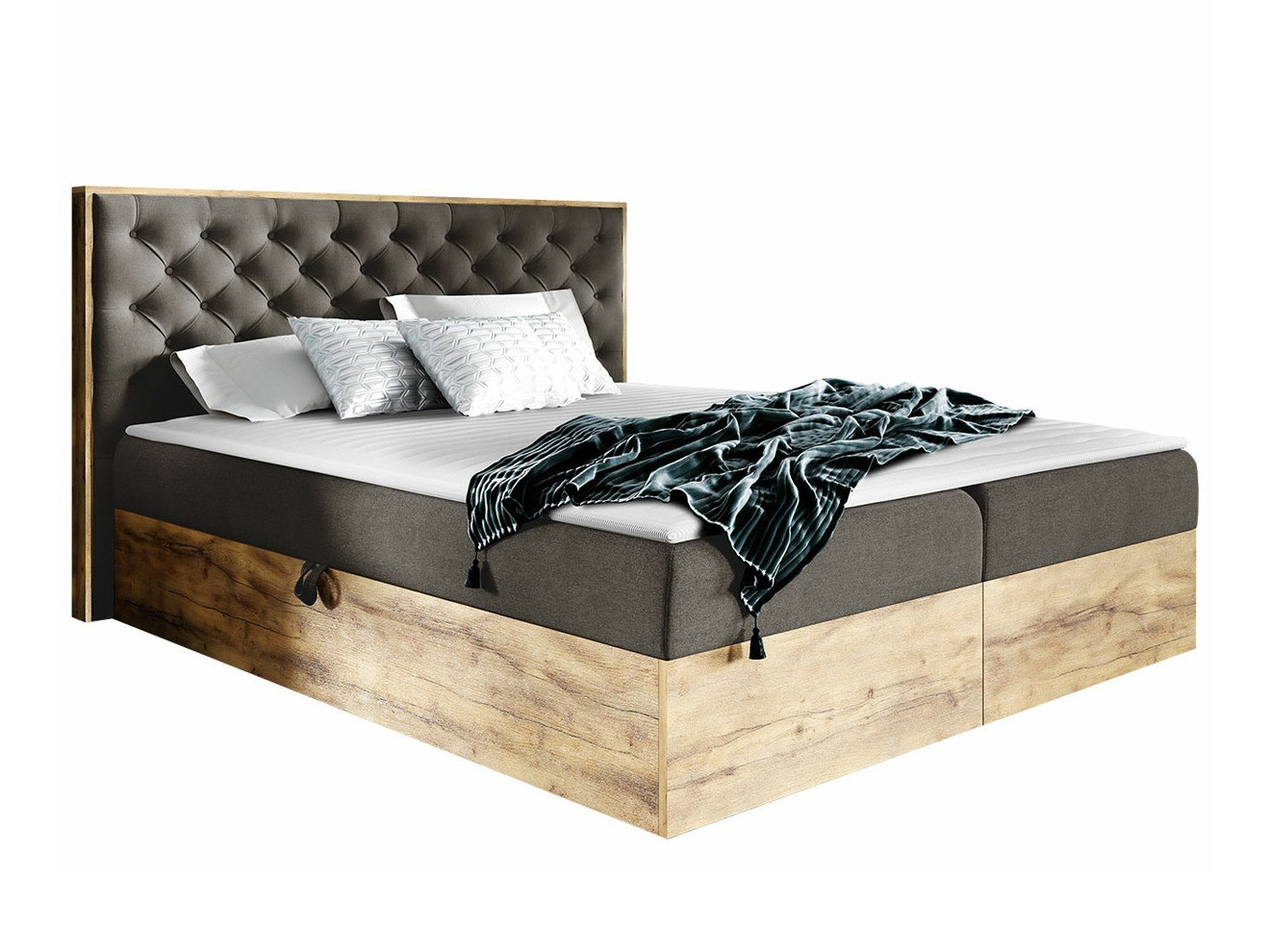 Boxspringbett Navis I (Wotan Eiche + Faro 5)