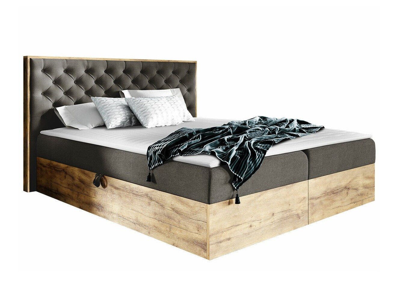 Boxspringbett Navis I (Wotan Eiche + Faro 5)