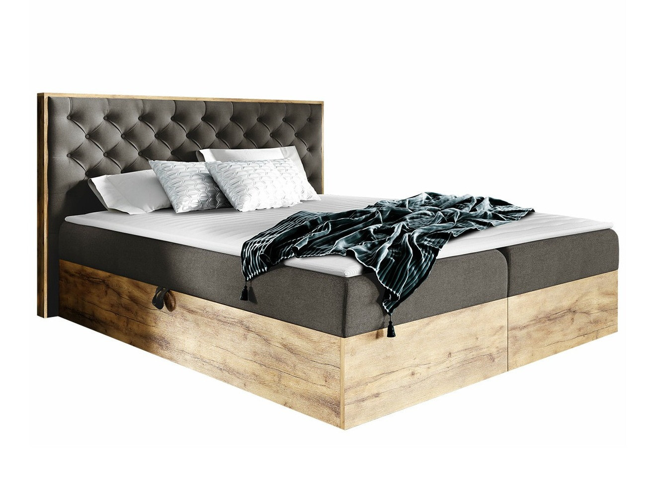 Boxspringbett Navis I (Wotan Eiche + Faro 5)