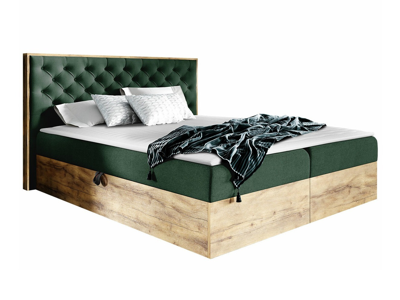 Boxspringbett Navis I (Wotan Eiche + Faro 7)