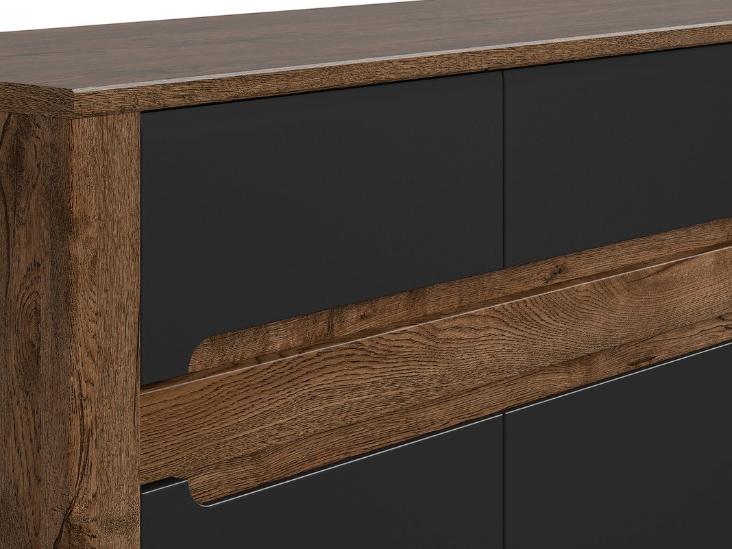 Kommoden Ophevaru 101 (Mattschwarz + April eichenholzoptik)