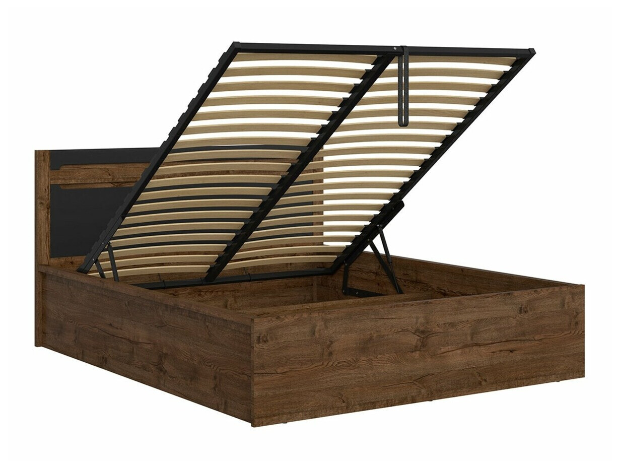 Bett Ophevaru 116 (Mattschwarz + April eichenholzoptik)