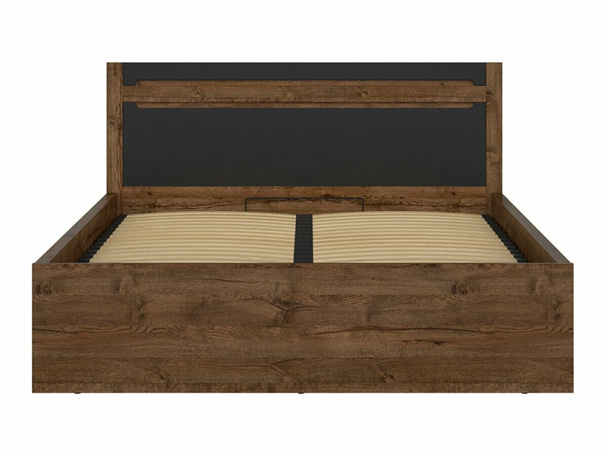 Bett Ophevaru 116 (Mattschwarz + April eichenholzoptik)