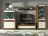 Sideboard Ophevaru 102 (Cremefarben glänzend + April eichenholzoptik)
