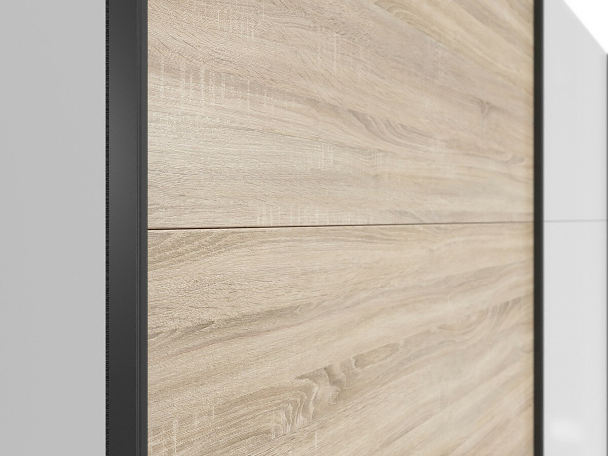 Kleiderschrank Livevaro 120 (Weiß + Sonoma Eichenholzoptik)