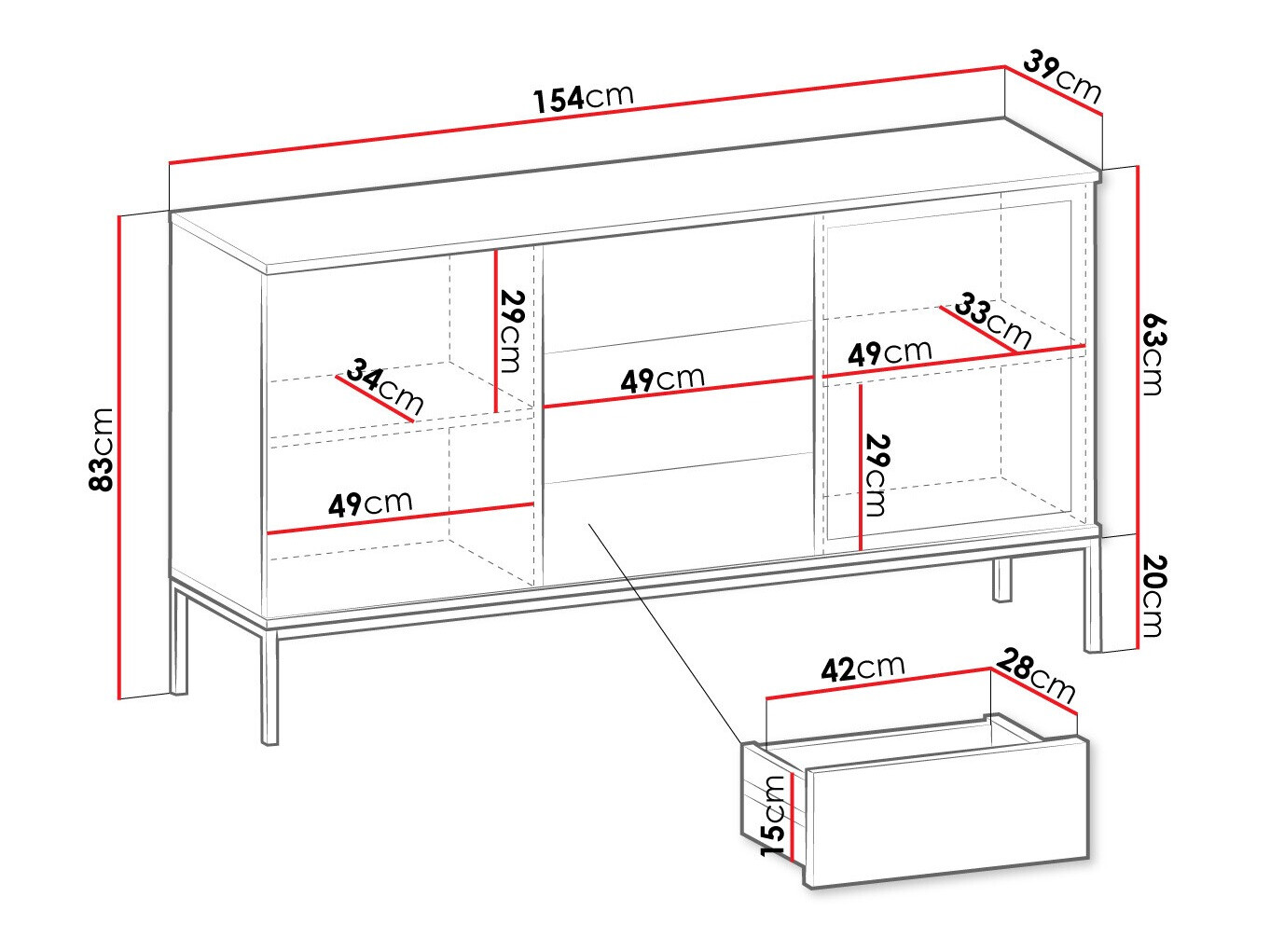 Kommoden Manal (Schwarz + Wotan Eiche)