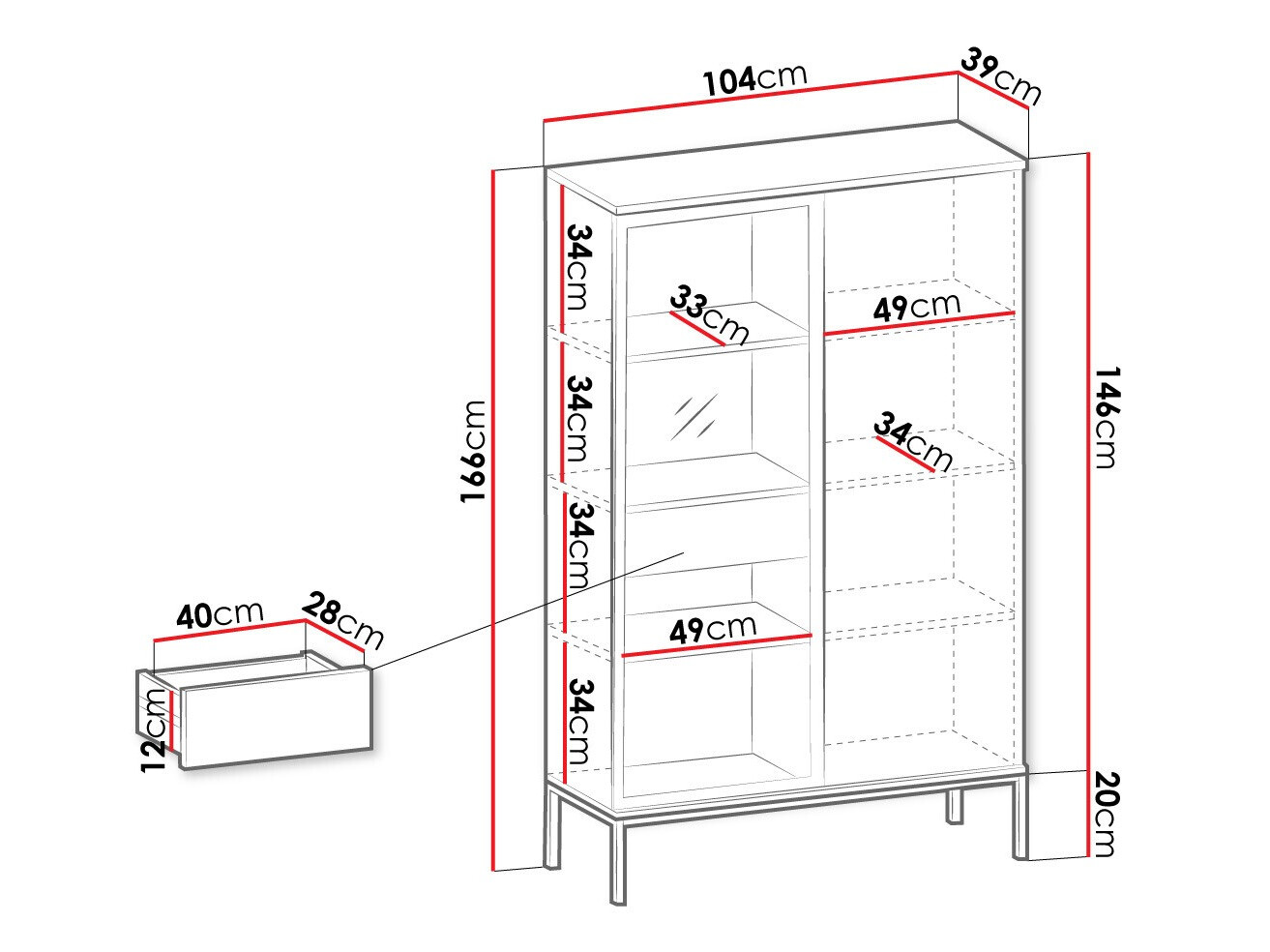 Regal Soferi 112 (Schwarz + Wotan Eiche)