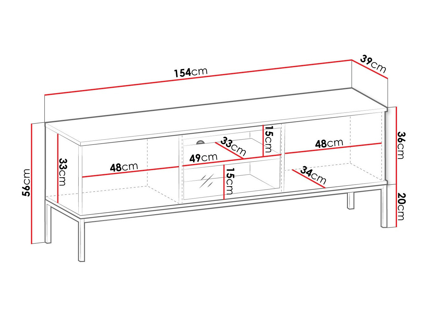 TV-Möbel Manal (Schwarz + Wotan Eiche)