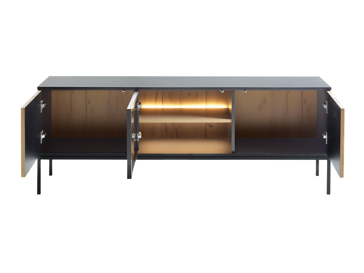 TV-Möbel Soferi 111 (Schwarz + Wotan Eiche)