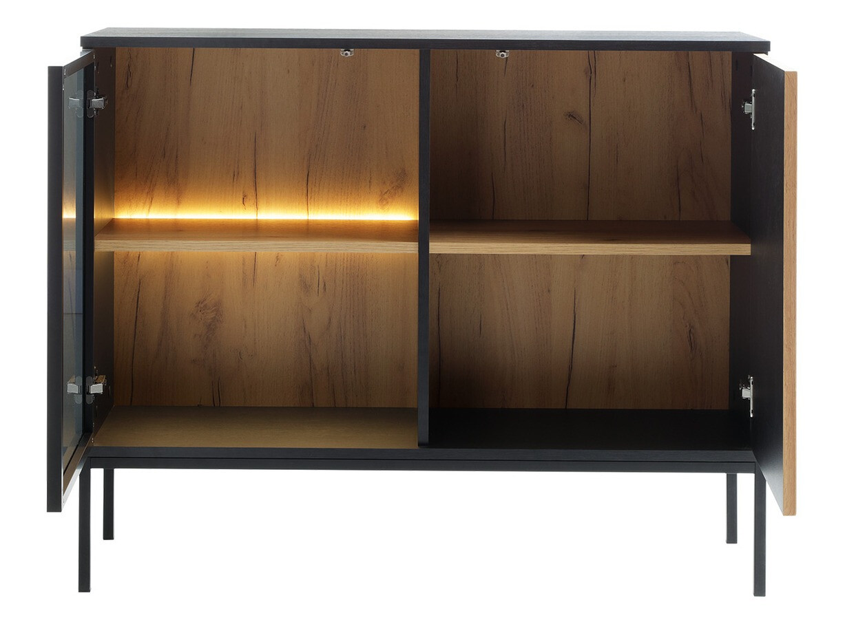 Wohnzimmer-Sets Soferi 113 (Schwarz + Wotan Eiche)