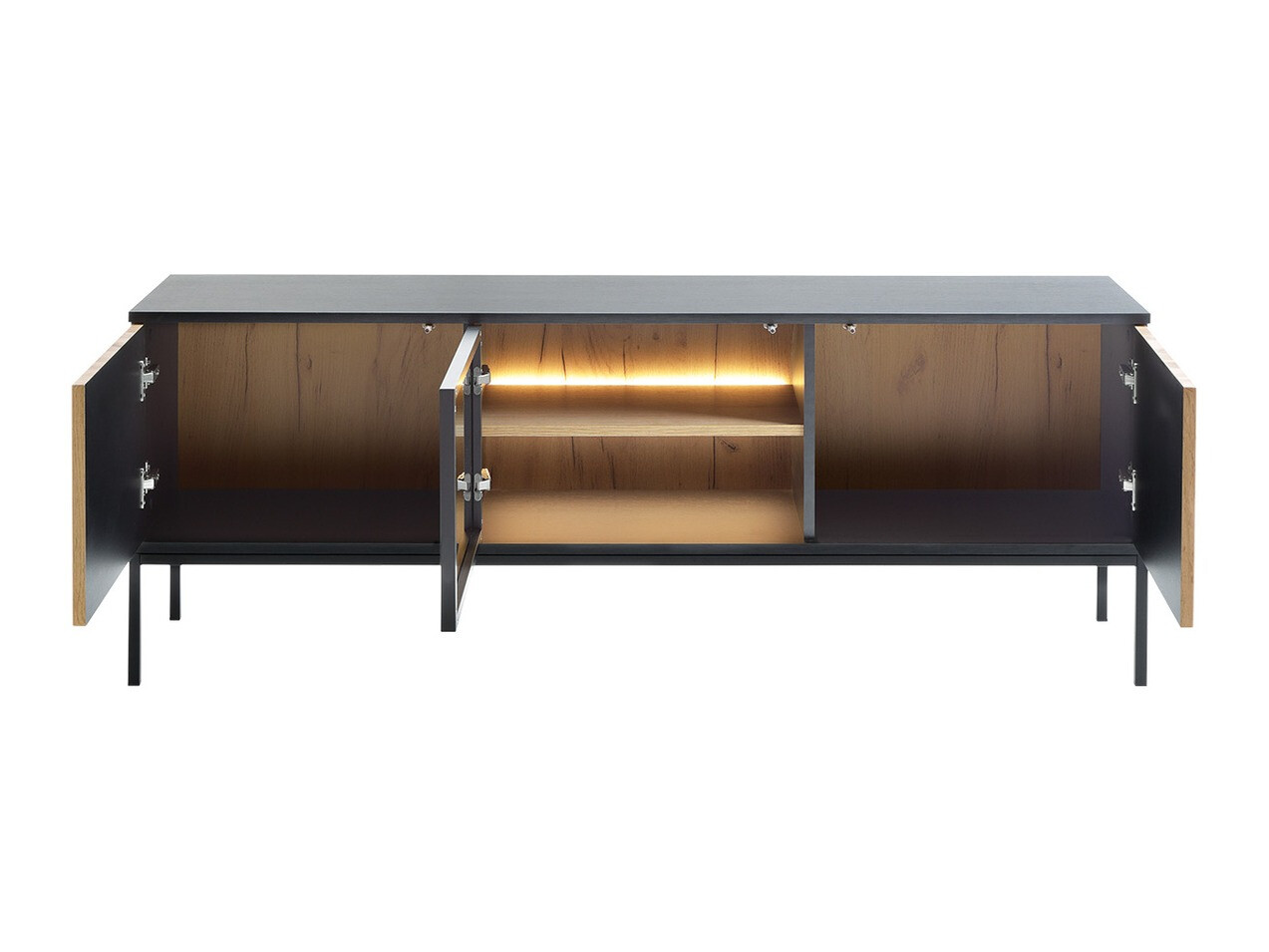 Wohnzimmer-Sets Soferi 113 (Schwarz + Wotan Eiche)