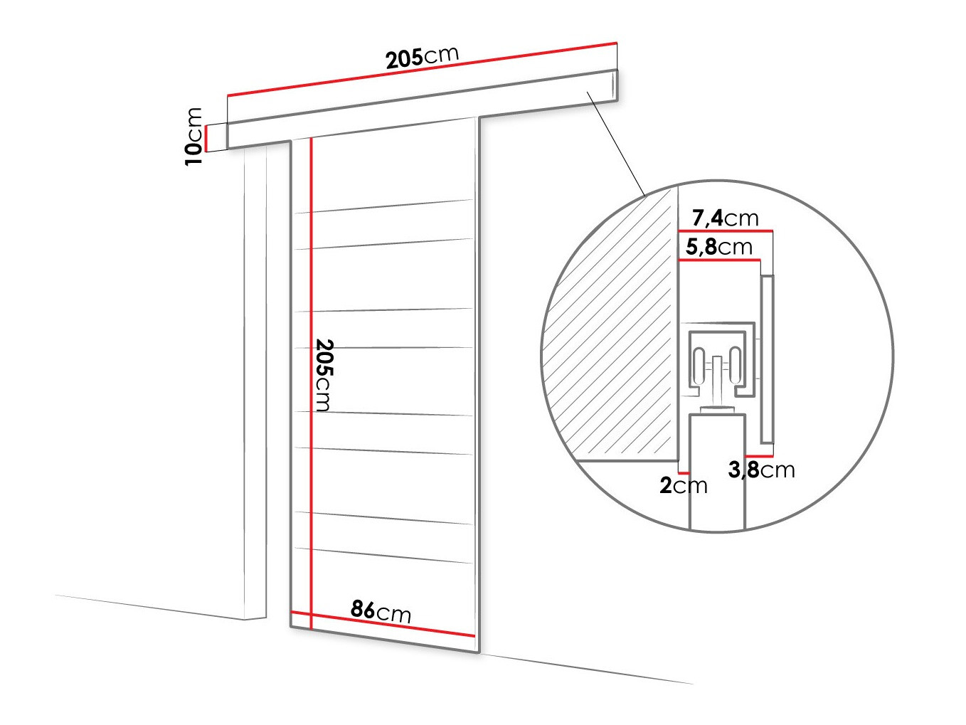 Schwebetür Closico 173 (Braun + Weiß)