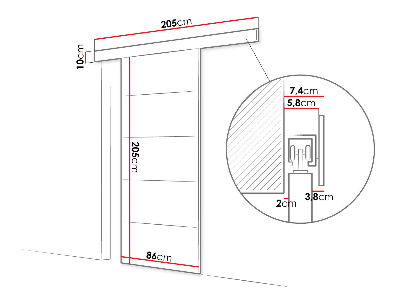 Schwebetür Closico Materia III (Sonoma Eichenholzoptik)