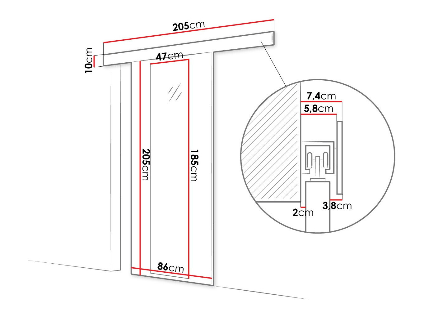 Schwebetür Closico Materia IV (Sonoma Eichenholzoptik)