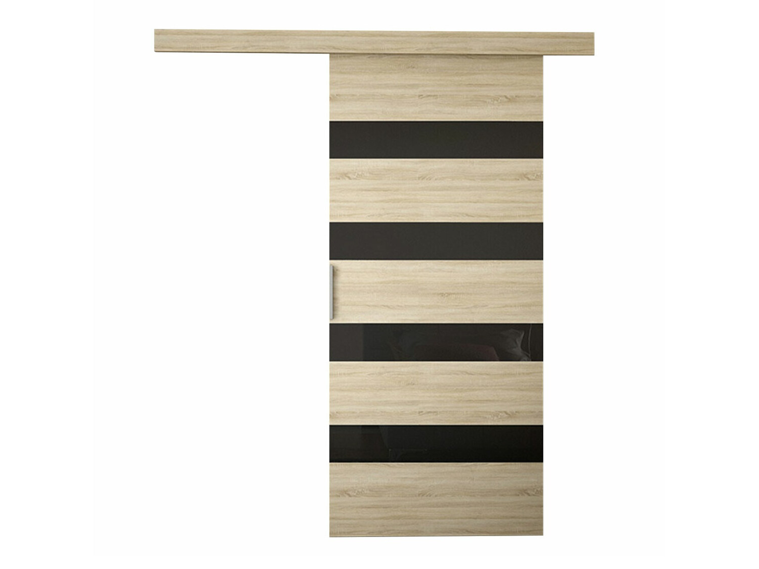 Schwebetür Closico Materia V (Sonoma Eichenholzoptik + Schwarz)