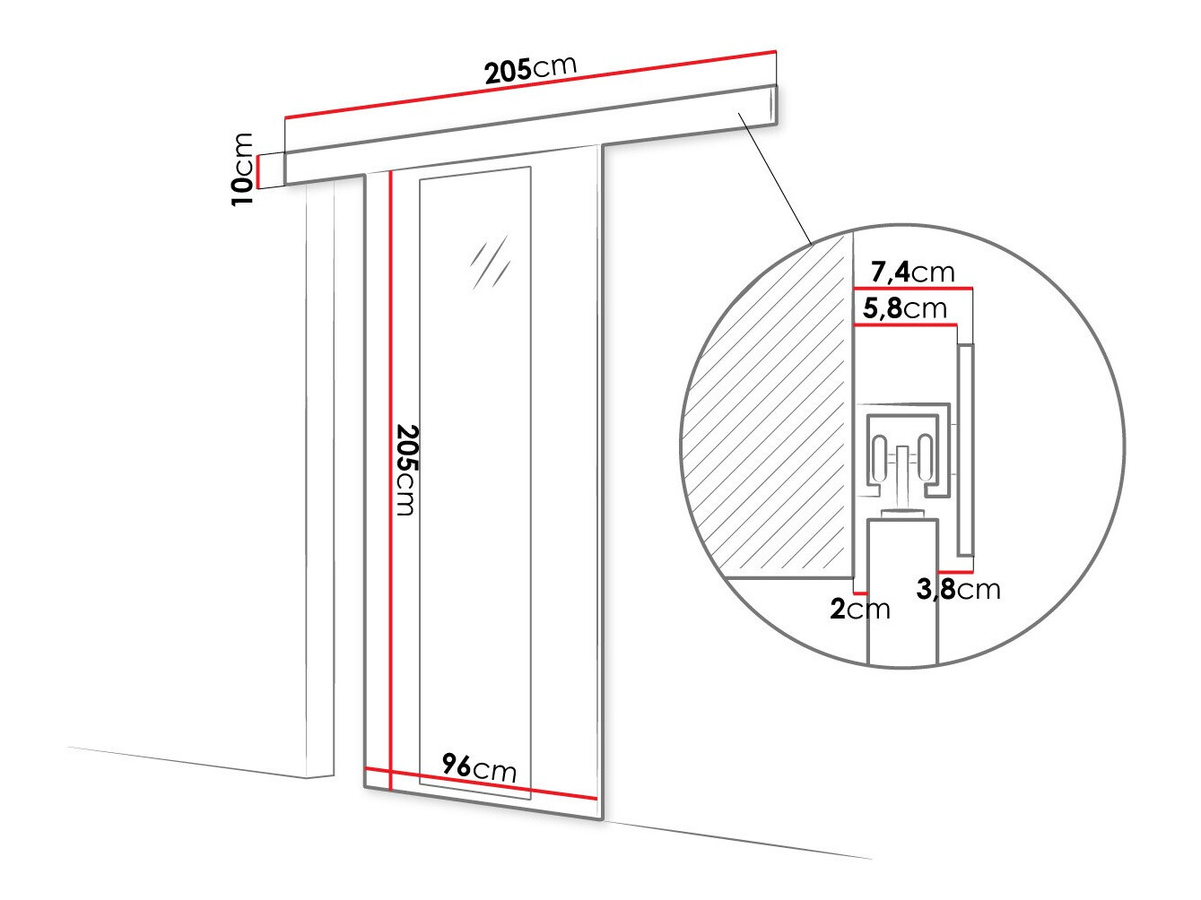 Schwebetür Closico Portalis IV (Sonoma Eichenholzoptik)