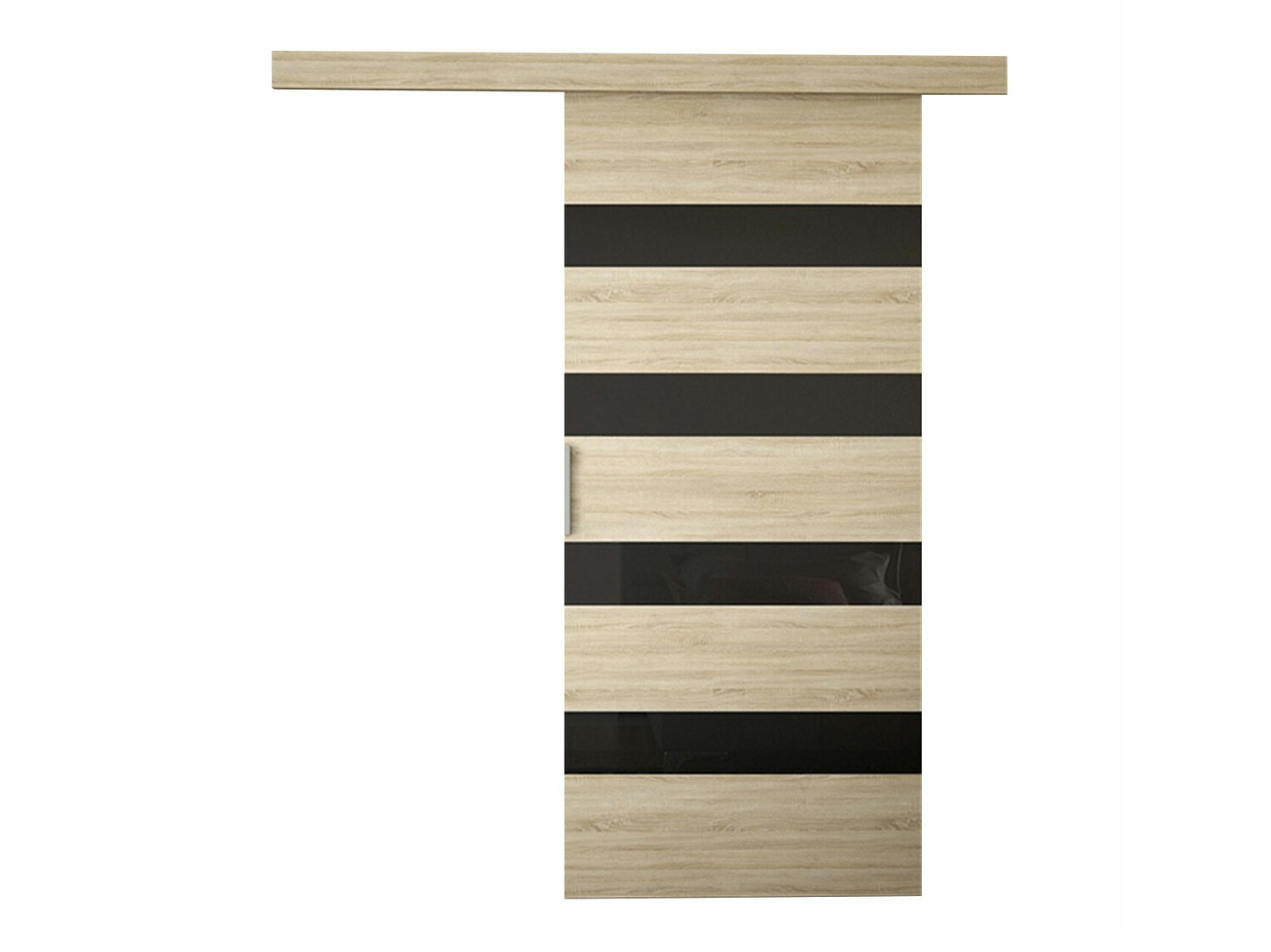 Schwebetür Closico Portalis V (Sonoma Eichenholzoptik + Schwarz)