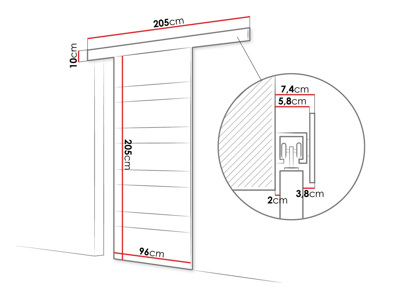 Schwebetür Closico Portalis V (Weiß)