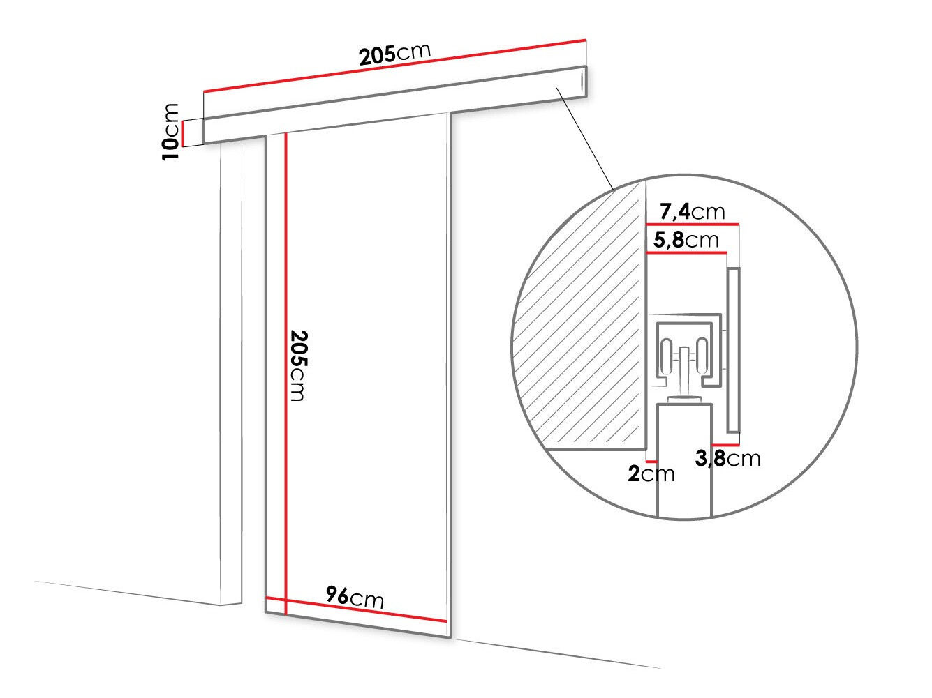 Schwebetür Closico Portalis I (Weiß)