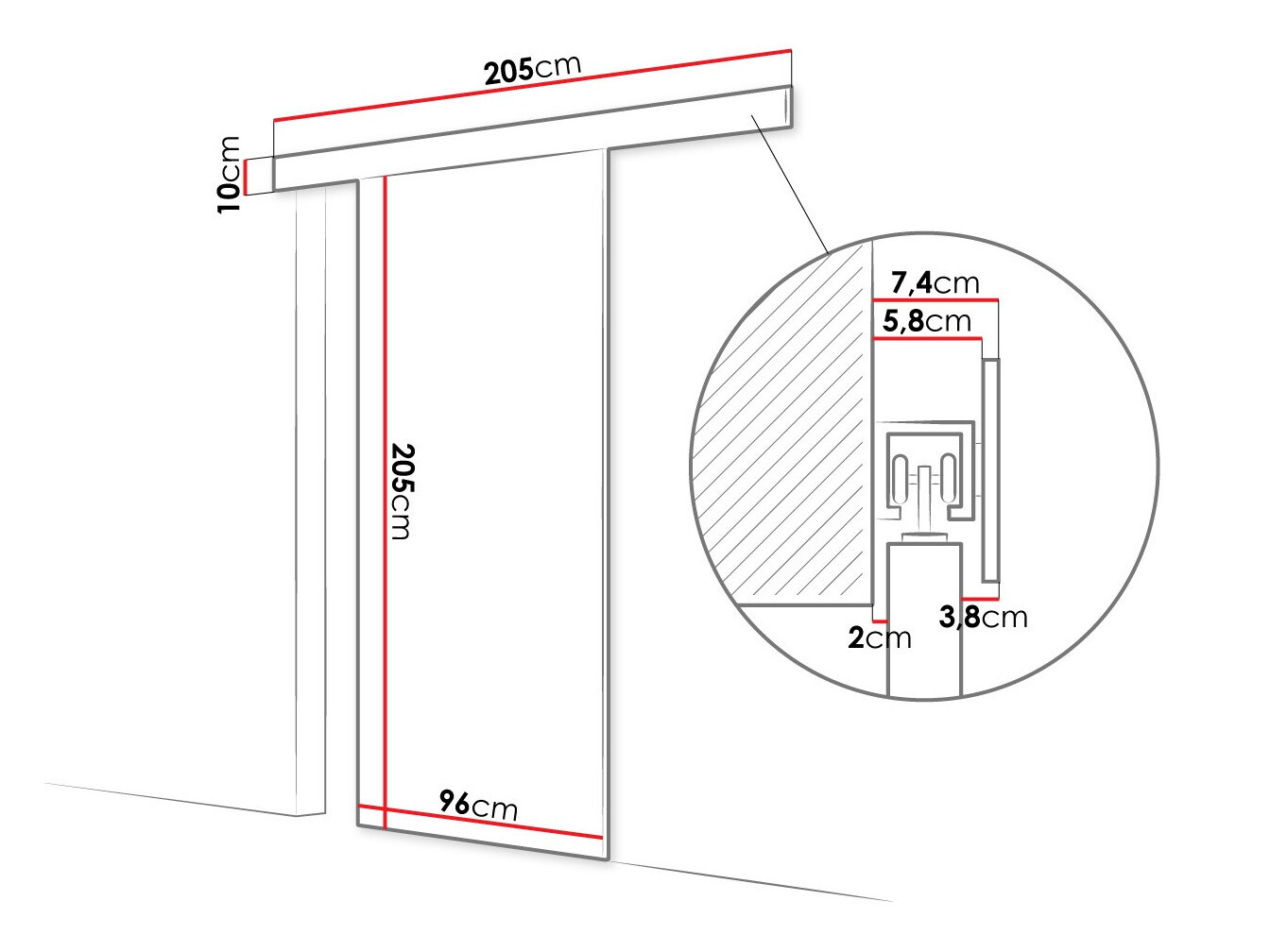 Schwebetür Closico Portalis II (Weiß)
