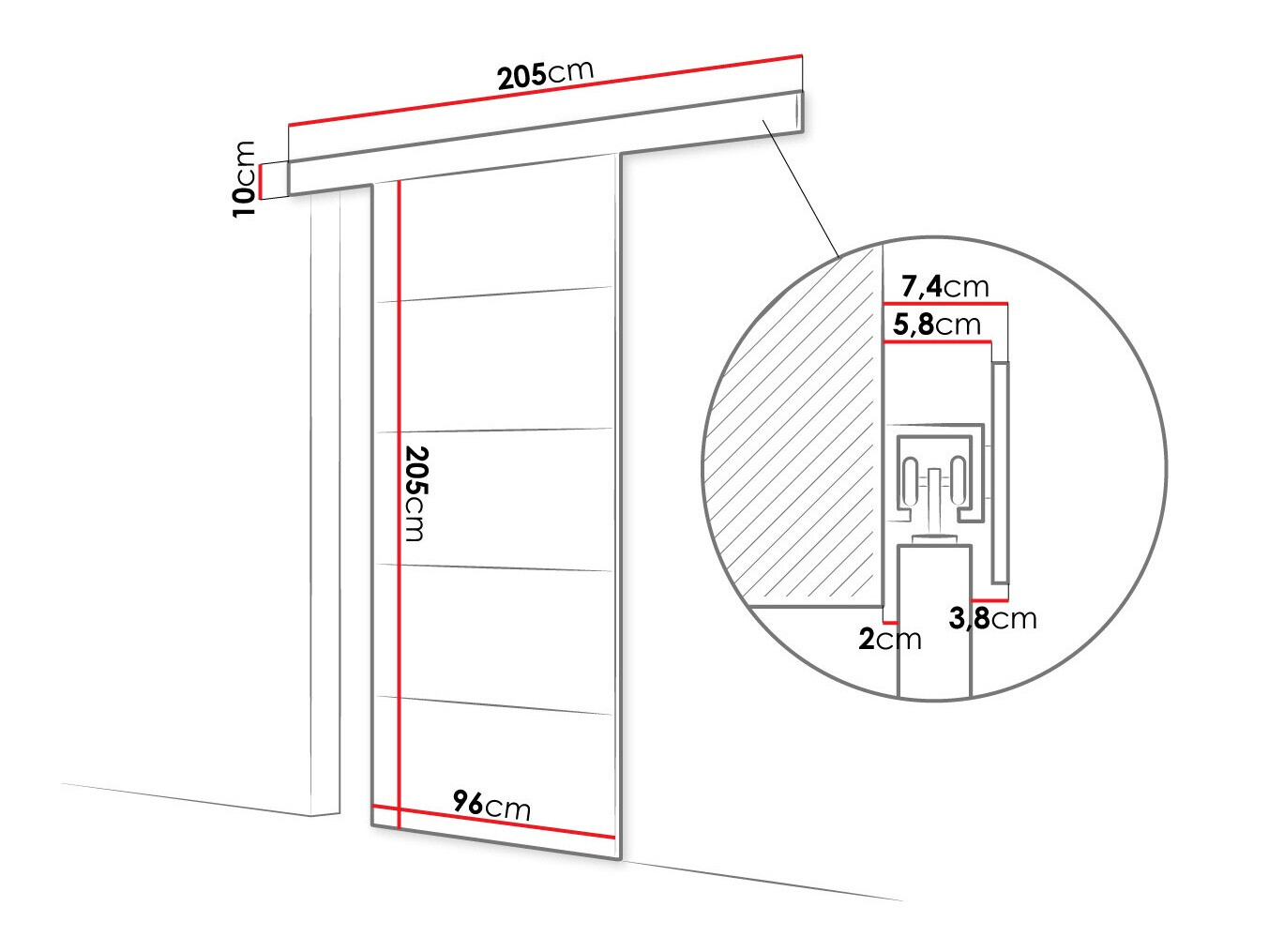 Schwebetür Closico Portalis III (Sonoma Eichenholzoptik)