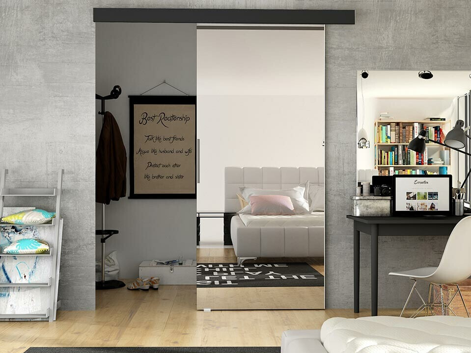 Schwebetür Closico Fundus II (Schwarz)