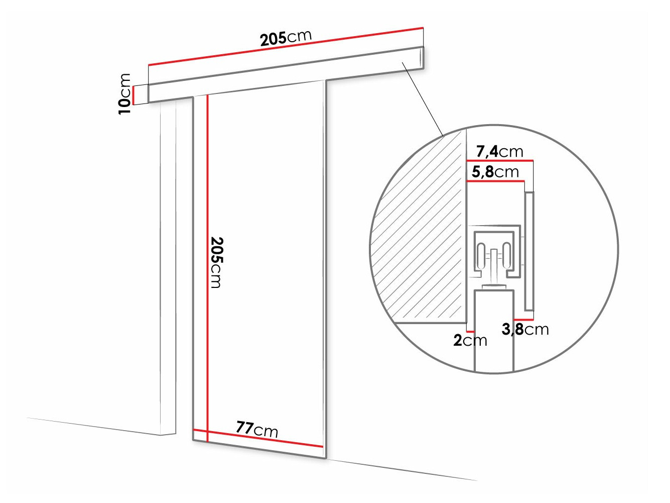 Schwebetür Closico Fundus II (Schwarz)